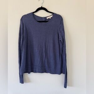 LOFT Dusty Blue Long-Sleeve Crewneck Sweater